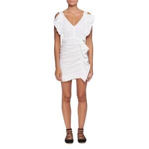 Etoile Isabel Marant Topaz V-Neck Sleeveless Ruched Short Dress White Size 38